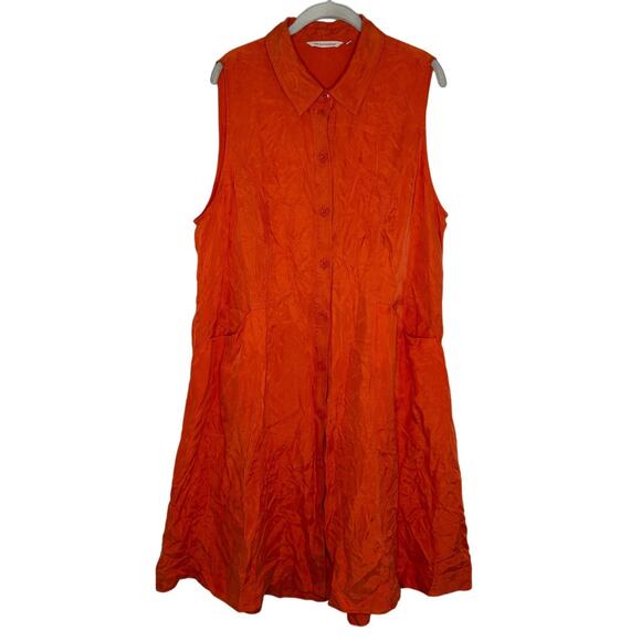 Soft Surroundings Orange Shimmery Cascade Sleeveless Button Up Dress Size 1X - Picture 1 of 7